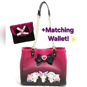 NWT Sanrio Her Universe Kuromi, My Melody, Sweet Piano Bow Shoulder Bag + Wallet